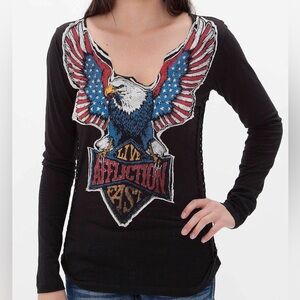 Affliction Women's Twin Turbo Eagle Graphic Long Sleeve Top | Size XL